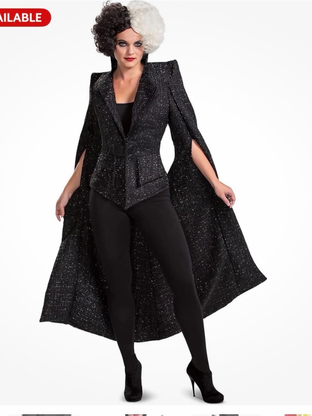 Cruella Live Action Finale Disney Halloween Adult Women Costume + Wig. NEW.